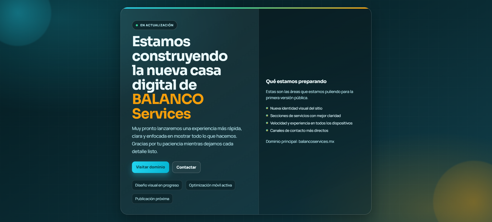 Captura del sitio de Balanco Services